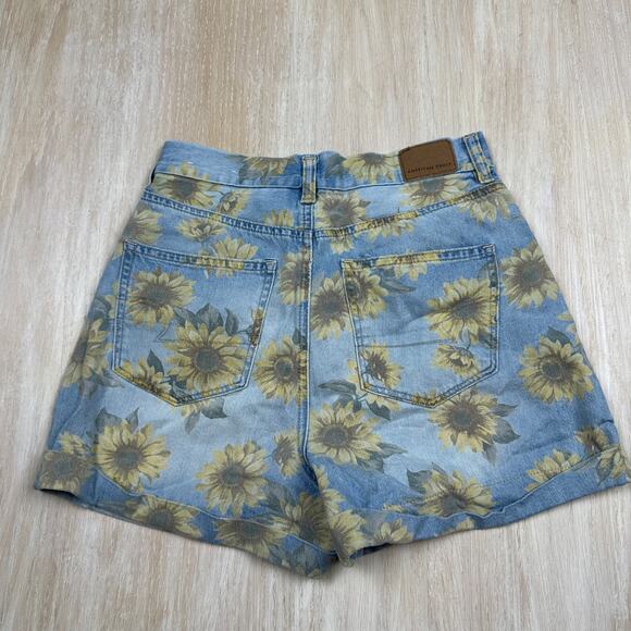 American Eagle Sunflower Floral Patterned Print Curvy Mom Denim Jean Shorts 2 - Picture 11 of 14
